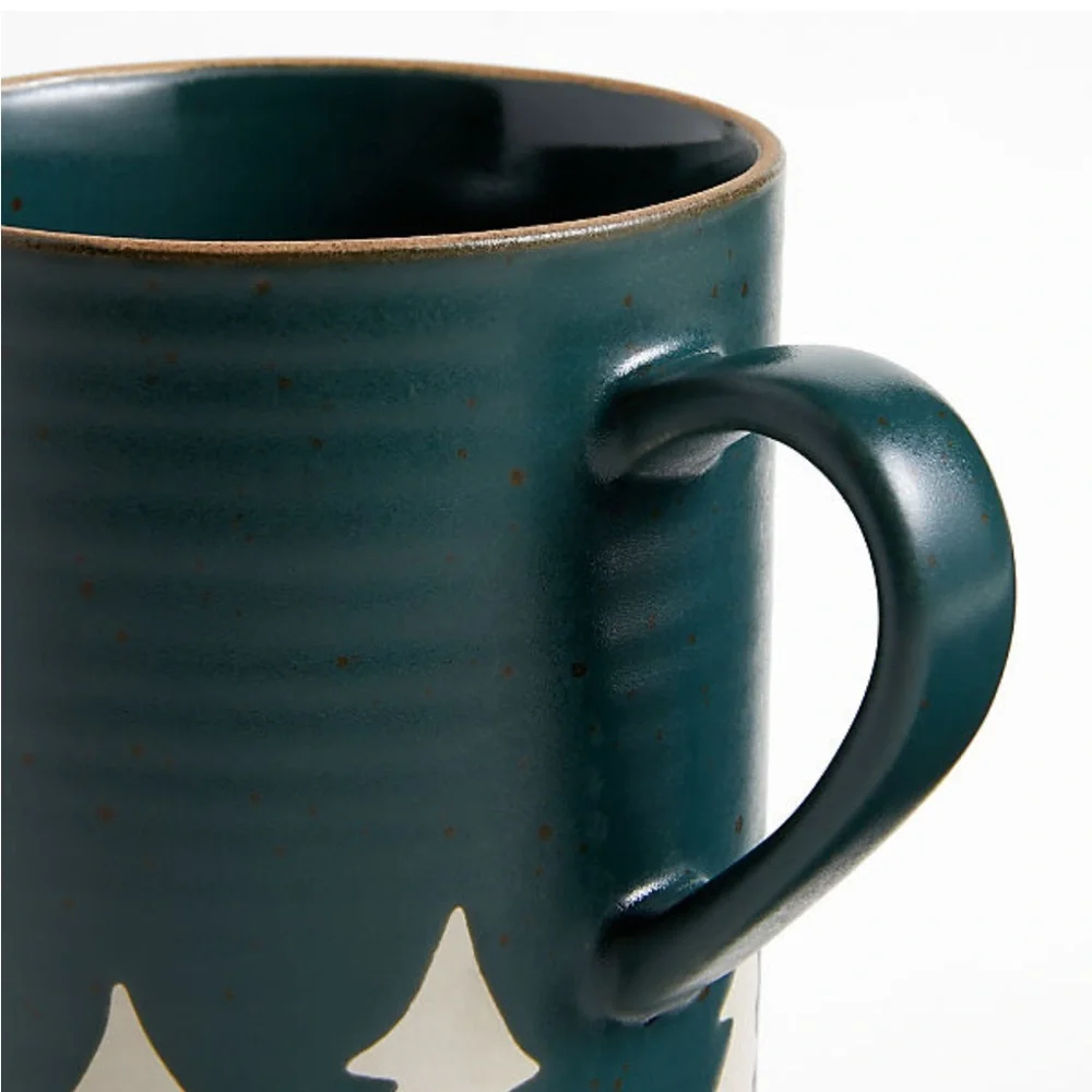 New! 🌲🏔️🌲Crate&Barrel Ceramic Mug with Tree Design 12oz